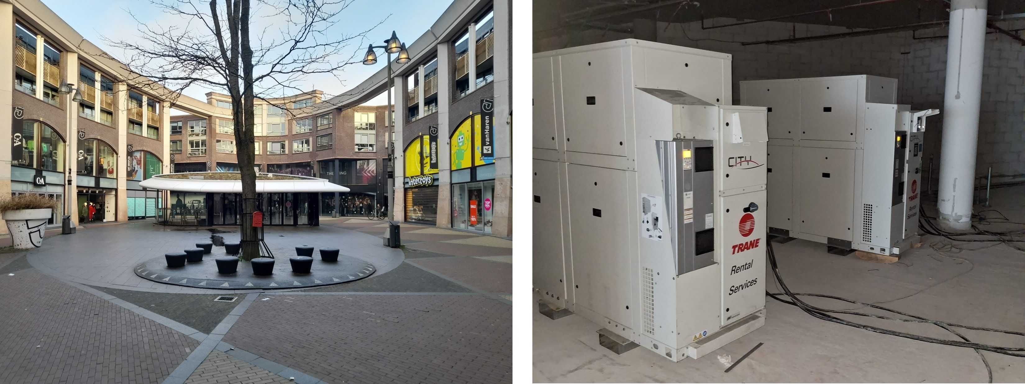 Trane Rental uses vacant retail space to set up a temporary cooling solution